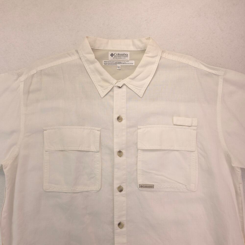 Columbia Casual Short Sleeve Button Up T-Shirt Mens Size Extra Large XL White